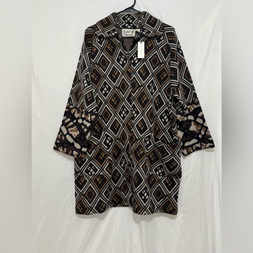 Anthropologie Geo Wool Sweater Coat 
Size S
